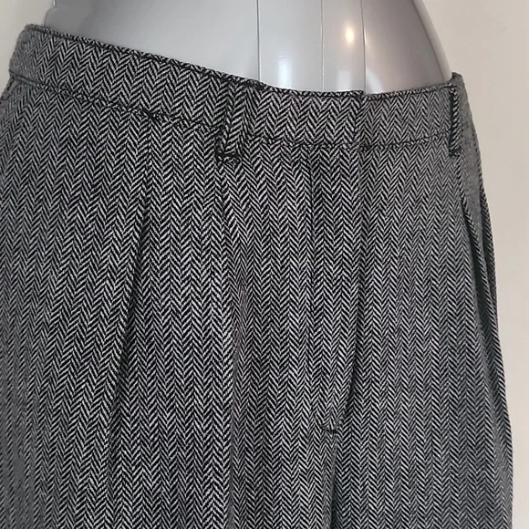 Mango Gray Wool Herringbone Trousers - Picture 1 of 6
